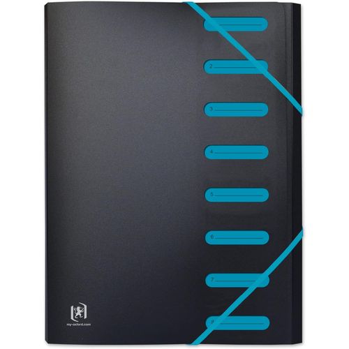 Trieur Extensible Students A4 8 Positions Couverture Polypro Bicolore Noir/Bleu