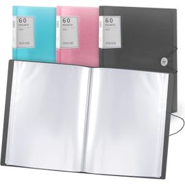 Tianyi-Porte-Vues A4, 60 Poches, Pochettes En Plastique Et Corde De Sécurité, Dossiers De Présentation, Dossiers De Projet, Pour L'école Et Le Bureau (Noir)