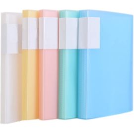 Tianyi-Lot De 5 Porte-Vues A5 En Polypropylène Avec 200 Pochettes Transparentes (12,7 X 101,6 Cm), En Polypropylène Solide, 5 Couleurs Tkd8038-5x