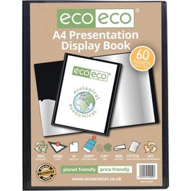Tzf-Lot De 2 Porte-Vues A4 50% Recyclés 60 Pochettes Noires Avec Pochettes En Plastique