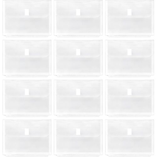Pochettes Porte-Documents A4 En Plastique,12 Pièces,Pochettes De Tri Transparentes Avec Fermeture Velcro Et 4 Perforations,Env. 31 X 23,7 Cm