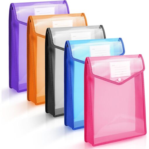 Pochettes Plastique A4 Avec Fermeture - Lot De 30 - Transparentes Multicolores - Protection Documents Bureau/école