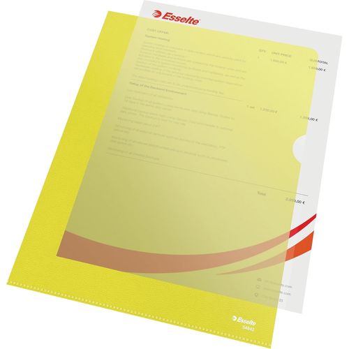 Eryi-, Chemise-Coin Premium A4, Matière Grainée Mate Transparente Jaune, Polypropylène 115 Microns, Lot De 100, 54842