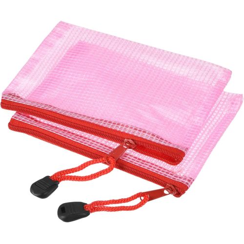 Eryi-Pochette Chemise Maille Fermeture Glissière Sacs B8 Dimension File Document Poches Facture Portefeuille Dossiers Pour Bureau Domicile Fourniture Rose Coffret De 3