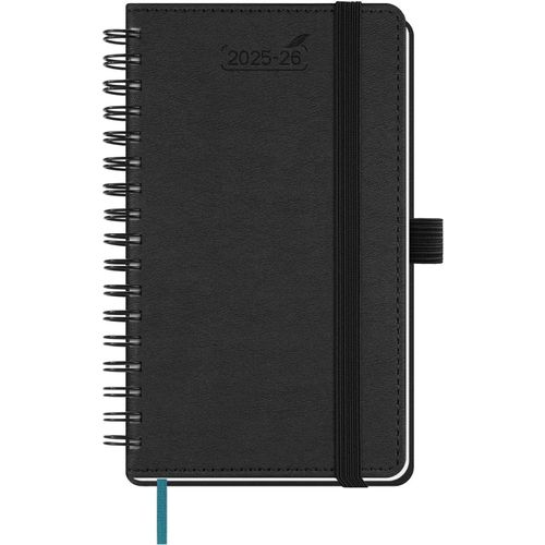 Petit Agenda 2025 2026 De Poche Spirale 15.5 X 9cm Agenda Scolaire 25 26 Semainier A6, 18 Mois Du Juillet. 25 À Déc. 26, Couverture Souple En Cuir Pu - Noir