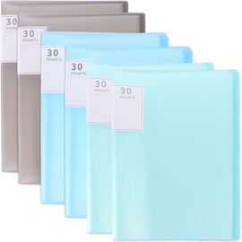 Tianyi-Aselelcted Lot De 6 Porte-Vues A4 À 30 Pochettes En Plastique Pour Individuels, École, Bureau (3 Couleurs)