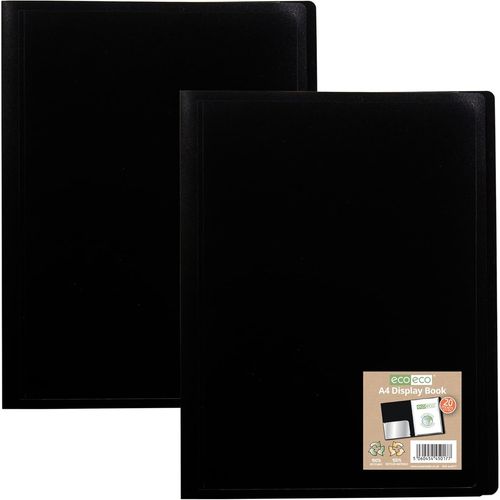 Eryi-Eco017x2 Porte-Documents A4 100% Recyclé 20 Pochettes Avec Couverture Souple Noir