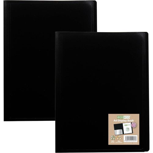 Eryi-Lot De 2 Chemises A4 100% Recyclées, 120 Pochettes Noires, Couverture Souple, Lot De 2, Eco161x2