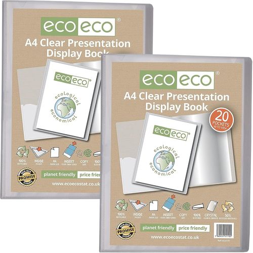 Eryi-Eco110x2 Lot De 2 Porte-Documents Transparents Avec Pochettes En Plastique 50% Recyclé Format A4