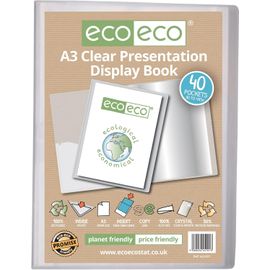 Tzf-\U2013 Porte-Vues Transparent Avec 40 Pochettes En Plastique 50% Recyclé, Format A3 - Eco101