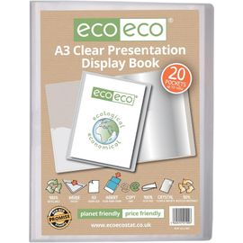 Tzf-\U2013 Porte-Vues Transparent Avec 20 Pochettes En Plastique 50% Recyclé, Format A3 - Eco100