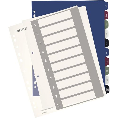 Eryi-Intercalaires 1-10, Imprimable Sur Pc, A4, Plastique Ultra-Résistant, Extra-Large, Blanc/Multicolore, Style, 12370000