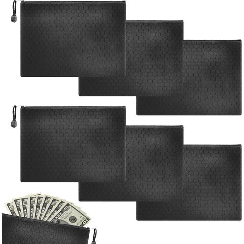 Eryi-Pochette A4 6 Pièces, Pochette Zippée Pour Documents, Porte Documents 33,5 X 24cm, Porte Étanche Document Pour La Maison, Les Affaires, L'école, Des Livres, Des Clés (Noir)