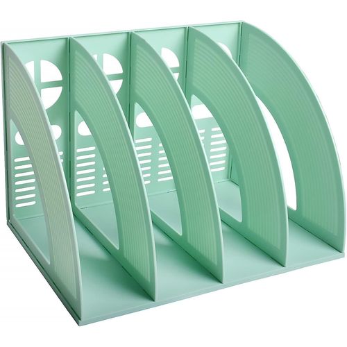 Eryi-Porte-Documents A4 Pour Magazines, Dossiers, Organiseurs De Bureau, Compartiments, Boîte À Documents, Serre-Livres Pour Le Bureau, La Maison Et Les Étagères De Rangement (Vert, 4