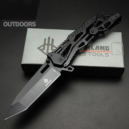 Couteau Pliant - Junlang - Transformer - Acier Inoxydable - Longueur 9 + 13 Cm - Noir