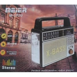 Radio Rechargeable Vintage 3 bandes FM AM SW USB MP3 TF 2x lampes Led Piles/Secteur 110/220V