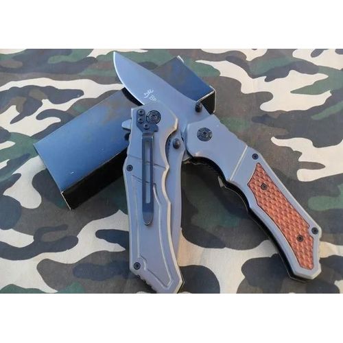 Couteau Pliant Massif "Browning" Lame Acier 9 Cm Manche Granulé Résine 12,5 Cm Outdoor