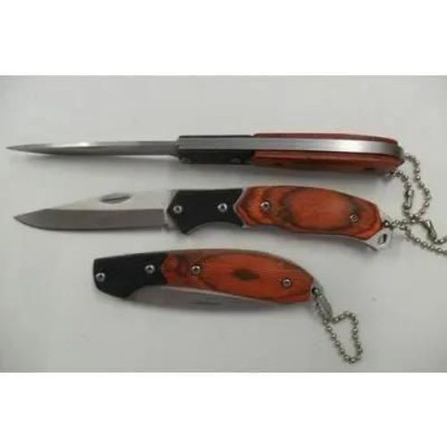 Couteau Pliant De Poche Lame Acier 6,8 Cm Manche Bois 8,5 Cm Style Canif