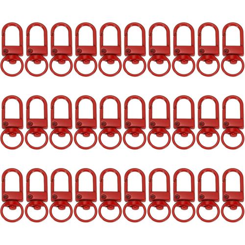 ERYI-Mousqueton Tournant, 30 Pcs Mousqueton Métallique Crochets Attaches Clips Serres Griffes Matériel De Fabrication De Porte-Clés Pour Diy Sacs À Main Connecteur Quincaillerie, Rouge