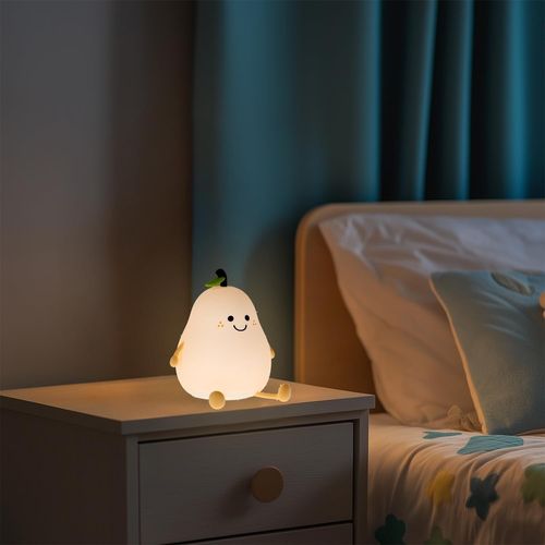 - Lampe De Chevet Tactile Led Pear Pour Enfant, Température Chaude (3000k) + Couleurs Rgb, Design Créatif Et Finition Opale. Idéal Pour Les Enfants. Lm9207