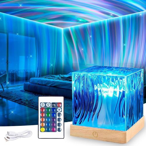 ERYI-Lamp Led Projecteur Ciel Etoile,16 Couleurs Cristal Lampe Projecteur Aurore Boréale Avec Télécommande,Projecteur De Galaxie,Veilleuse Led Lampe,Pour Bébé Enfant Decoration Chambre Cinéma Maison