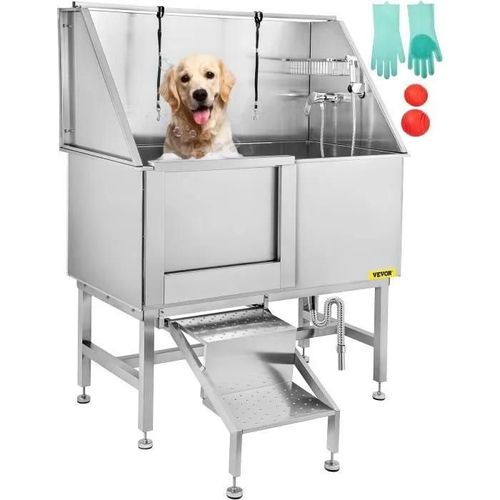 Baignoire Pour Chien - Vevor - 50" Baignoire 'animal Douchette Avec Porte Antidérapant Pulvérisateur Pour Chien Chat