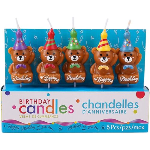 KALANKA-5 PCS Bougies d'Anniversaire, forme d'ours,Unique et Innovatif, avec Support, bougie d'anniversaire pour enfant Approprié Fête pour Mariage d'Anniversaire, Enfant, Anniversaire d'enfants