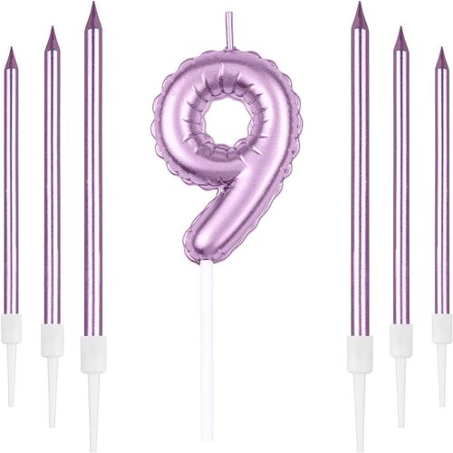 Lot De 9 Bougies Roses Happy Birthday[Z3980]
