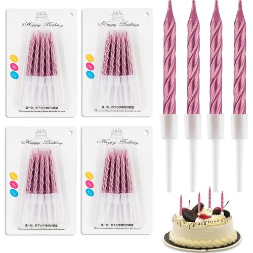 ERYI-40 Pièces Bougie Anniversaire, Spirale Bougies Gâteaux Métallique Bougies Gâteaux Avec Support Pour Pour La Décoration De Gâteaux De Mariage Et De Fête D'Anniversaire