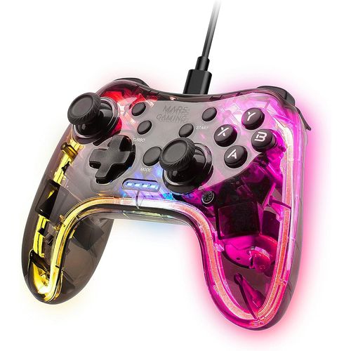 Mgpc, Manette De Jeu Professionnelle Neón Rgb, Vibration Haptique Duale, Joysticks Analogiques, Pour Pc, Ps3, Mac, Switch, Switch 2, Raspberry Pi, Android, Transparent