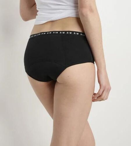 Dim Shorty Menstruel Lavable En Coton Bio Noir Flux Abondant Dim Protect