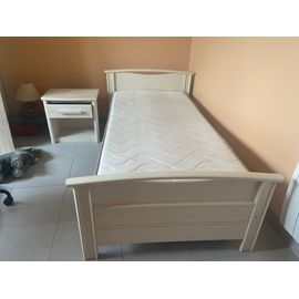 Lit 90x190 Avec Sommier Et Matelas, Table De Chevet Un Tiroir