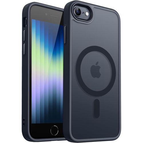 TRAHOO-Magnétique Mat Coque pour iPhone SE 3/2 (2022/2020), iPhone 8/7 [Toucher Doux et Soyeux] Coque de Protection Antichoc Translucide 4.7 Pouces - Noir