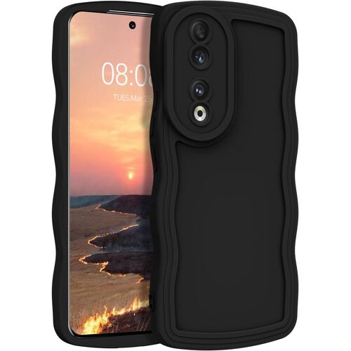 KAL-Coque Pour Honor 90 5G, Etui En Silicone Souple, En Forme De Cadre Ondulé Mignon, Housse De Téléphone Antichoc Anti-Rayure Bumper Ultra-Mince Cover Phone Case Pour Honor 90 5G 6.7 Pouces, Noir