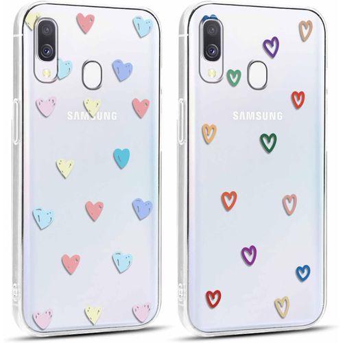 SJZG-2 Pièces Transparente Coque Pour Samsung Galaxy A40 5,9"" Motif De Coeur D'Amour Fille Femme Étui, Housse De Protection Antichoc Tpu Flexible Mignon Aesthetic Design Case Cover Pour Samsung A40