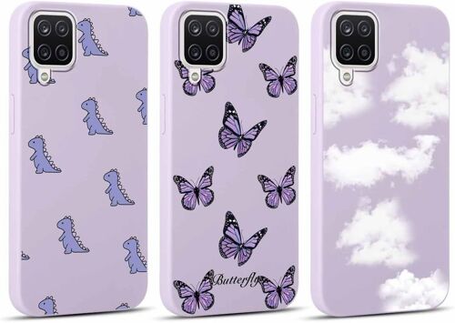 SJZG-3 Pièces Coque Pour Samsung Galaxy A12 / A12 Nacho 4G 6,5"", Ultra Fine Souple Silicone Tpu Avec Aesthetic Motif Papillon Design Étui Pour Femmes, Antichoc Anti-Rayures Bumper Protection Housse