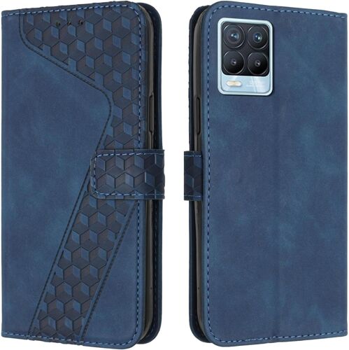 SJZG-Coque Pour Realme 8 4G / Realme 8 Pro, Étui Housse Protection En Cuir Pu [Pochette De Portefeuille] [Magnétique], Antichoc Etui À Rabat Pour Realme 8 4G / Realme 8 Pro (Bleu)