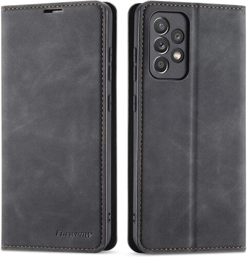 SJZG-Coque Pour Samsung Galaxy A72 5G, Housse En Cuir Premium Pu Portefeuille Etui, [Fentes Pour Cartes] [Fermoir Magnétique] [Stand Fonction] Flip Coque Pour Samsung Galaxy A72 5G - Noir