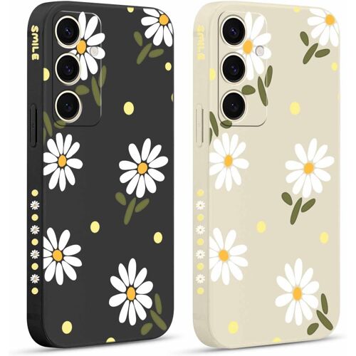 AEFJ-2 Pièces Coque pour Samsung Galaxy S24+ /S24 Plus 5G 6,7"",Etui avec Amusante Daisy Latéral Mignon Chrysanthème Aesthetic Dessin Case Souple Silicone Housse Téléphone en Souple Fille Beau Cover