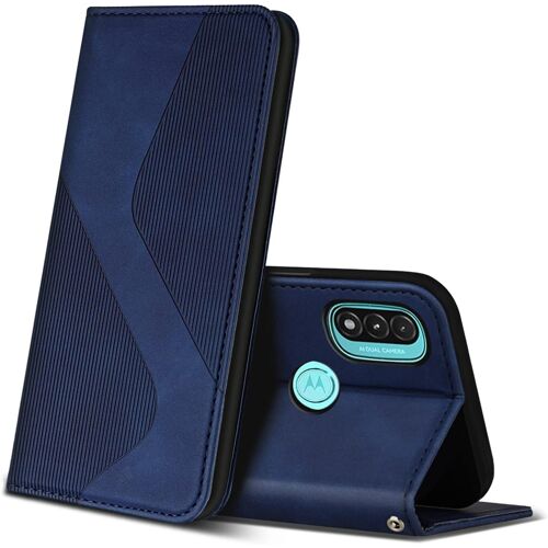SJZG-Coque Pour Motorola Moto E20 / E30 / E40, Premium Étui Housse En Cuir De Protection Avec [Emplacements Cartes], Clapet Folio Portefeuille Pour Motorola Moto E20 / E30 / E40 (Bleu)