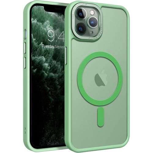 Coque Pour Iphone 11 Pro Max 6.5"" Compatible Avec Mag-Safe, Hybrid Magnétique Case Étui Translucide Mat Arrière Protection Caméra Housse Fine Antichoc Dos Anti Rayures, Vert Clair[Ven8806236]