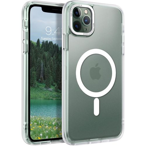 Kalanka-Coque Pour Iphone 11 Pro Max 6.5"" Compatible Avec Magsafe, Hybrid Magnétique Case Étui Translucide Mat Arrière Protection Caméra Housse Fine Antichoc Dos Anti Rayures, Mat Blanc