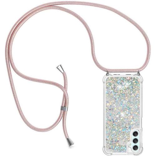 Spwa-Collier Pour Samsung Galaxy A24 4g Coque Glitter Quicksands Étui De Téléphone Avec Cordon, Tour De Cou Lanière En Corde Housse Pour Smartphone Lanyard Case - Cover Necklace Stylée