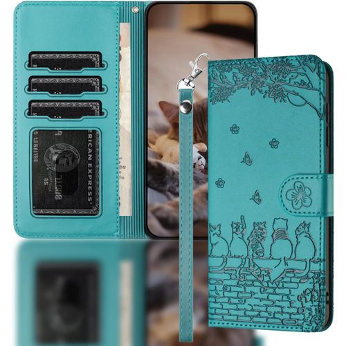 Kal-Coque Pour Samsung Galaxy S7 Edge(5.5") Porte Carte Aimantée Antichoc Portefeuille Cuir Coque Telephone Portable Clapet Pour Samsung Galaxy S7 Edge(5.5") Protection Chat Clôture Bleu