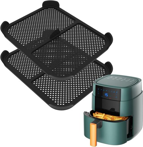 2 Pièces Anti-éclaboussures Accessoires pour Air Fryer Ninja, Reusable Silicone Air Fryer Accessoires pour Air Fryer pour Air Fryer AF400, AF451, DZ401, Prévient Eclaboussures Graisse