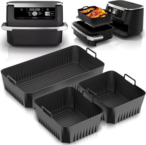 3 Pack Air Fryer Silicone Molds Compatible with Foodi AF500EU, Accessories for Foodi Flex 10.4L and 5.2L, Reusable Dish for Air Fryer