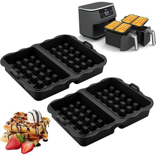 2 Pièces Moules à Gaufres Belges en Silicone, Moule Gaufre Silicone Compatible avec Ninja AF300EU, AF400EU, AF451EU, SL400EU et AF500DE, Air Fryer Accessoires, Accessoires Ninja Air Fryer Max