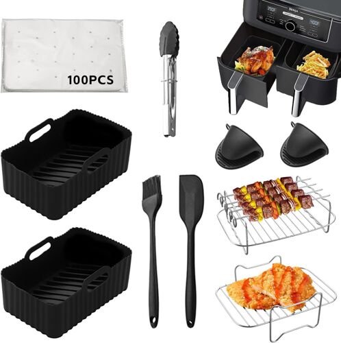 10 pièces Accessoires pour Friteuse à Air,Moule Silicone Accessoires,Pour Ninja AF400EU AF300EUCapacité 7.6-9.5L et aAutres friteuses à air Double Zone