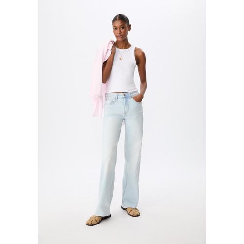 Stradivarius Jean Droit Confortable Denim Bleu Clair Délavé 44