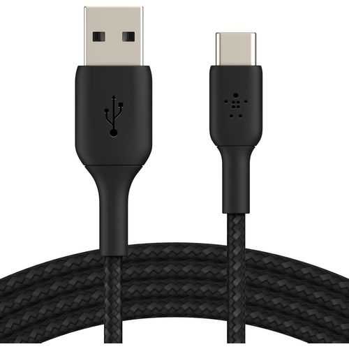 SUBZONAL-BoostCharge câble USB-C à gaine tressée, câble de recharge USB-C vers USB-A, câble USB Type-C pour iPhone 15, Plus, Pro, Pro Max, Samsung Galaxy S24, iPad Pro, Google Pixel, etc., 2 m, noir